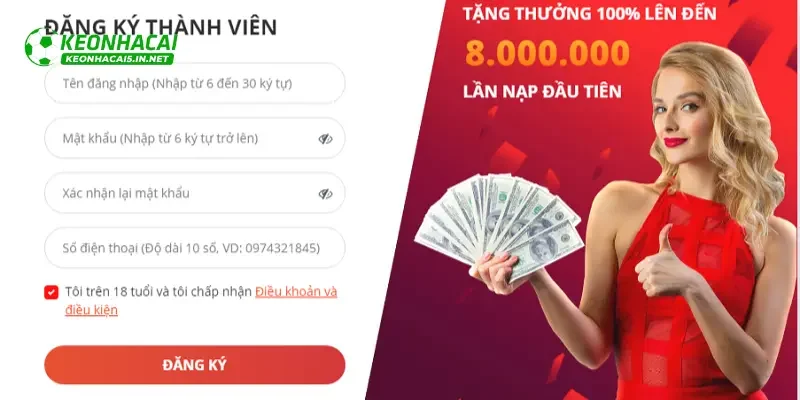 Giao diện đăng ký tài khoản May88